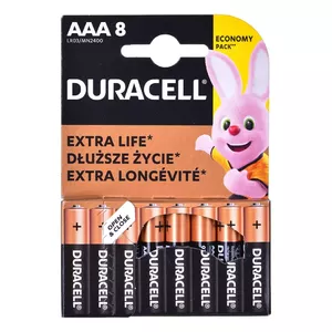 Щелочная батарейка Duracell LR03 AAA — одноразовая, упаковка 8 шт.