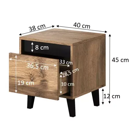Naktsgaldiņš cama meble NORD 2 gab. 40×38×45 cm Photo 4