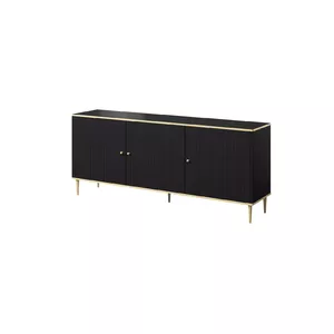 Комод Cama GLAMOUR 180x40x75,5 см черный матовый с золотой отделкой, корпус МДФ 16 мм, дверца 1,6 см