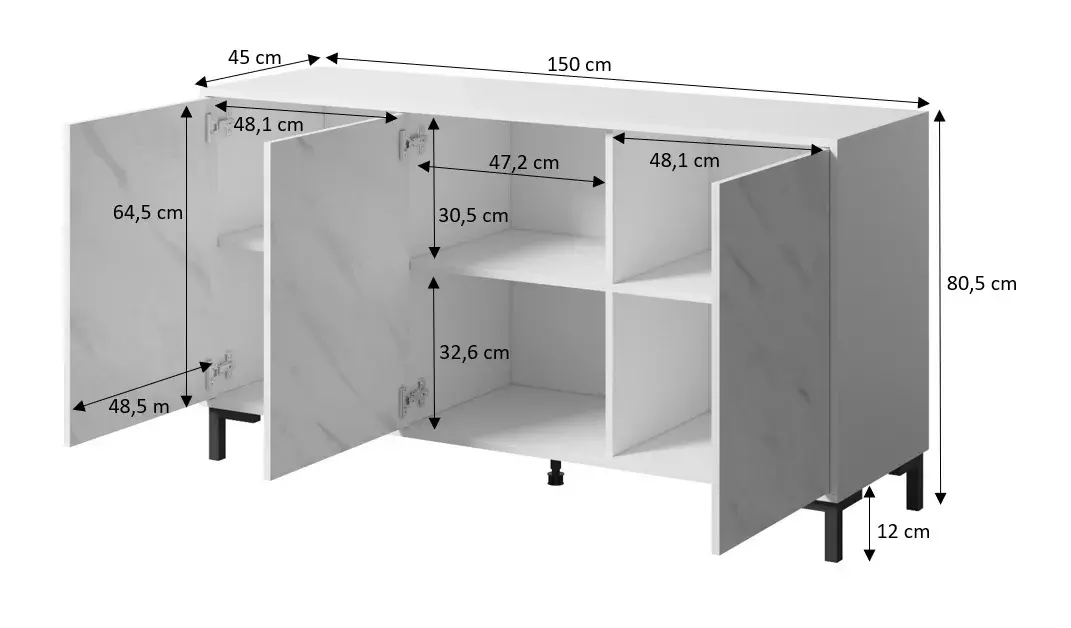 Kumode cama meble MARMO 3D 150x45x80.5 cm Photo 4