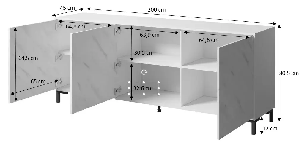 Atvilktņu skapis Cama Meble MARMO 3D 200x45x80,5 cm Photo 4