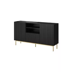 Chest of drawers Cama Meble PAFOS on golden steel frame 150x40x90 cm matte black, 1 drawer, particle board 16 mm