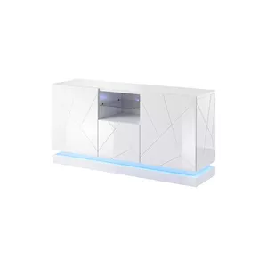 Комод Cama QIU 2D1K 150x41,5x75 см, глянцевый белый, каркас MDF