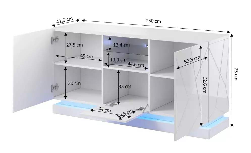 Kumode cama meble QIU 2D1K 150x41,5x75 Photo 4