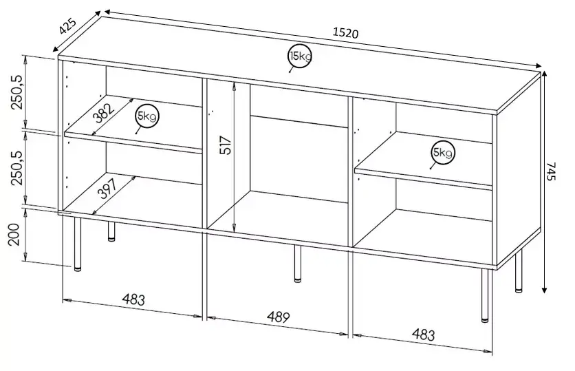Kumode cama meble HOLE 152x42,5x74,5 cm Photo 4