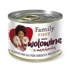Mitrs suņu barības Family FIRST Adult liellopu ar burkānu 200 g — pieaugušajiem