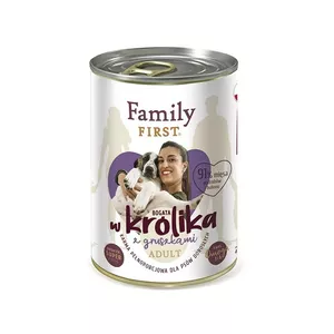 Mitrs suņu barības konservs Family FIRST Adult Truša gaļa ar bumbieri 400 g