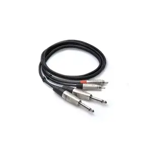 Audio kabelis Hosa HPR-003X2 0,91 m — 1/4" TRS (male) uz 2×RCA (male), melns