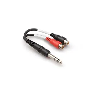 Audio kabelis Hosa YPR-102 — 6,35 mm TRS (vīrietis) uz 2×RCA (sieviete), melns