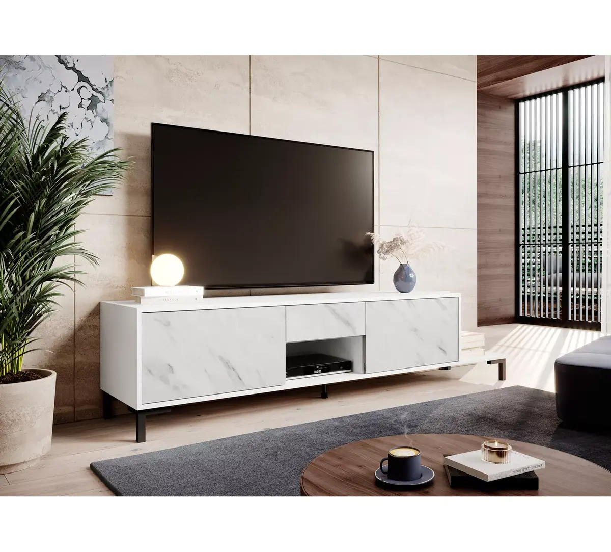 TV skapītis Cama Meble MARMO 2D1S1K 195x40x47,5 cm Photo 3