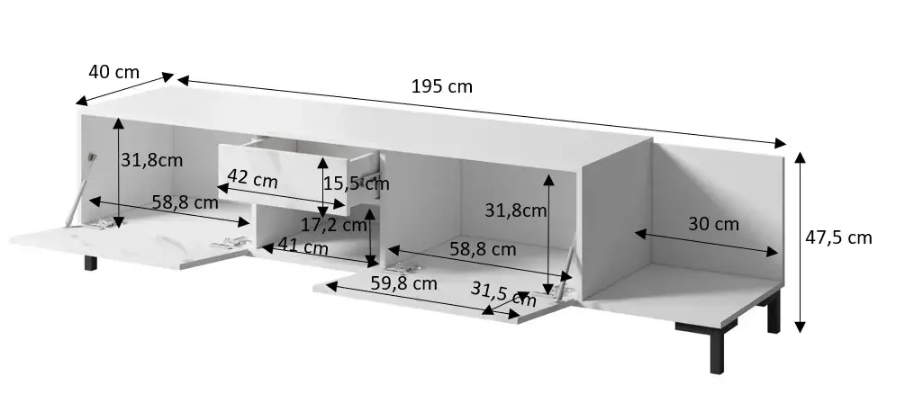 TV skapītis Cama Meble MARMO 2D1S1K 195x40x47,5 cm Photo 4