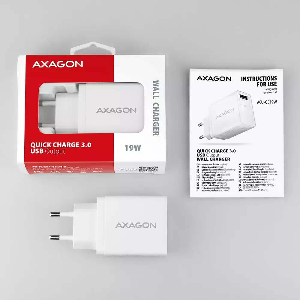 AXAGON ACU-QC19W lādētājs 1×QC3.0 19W Photo 11