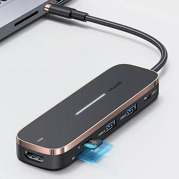 USB-C хаб usams SJ575HUB01 — 2×USB, HDMI, MicroSD/SD Photo 3