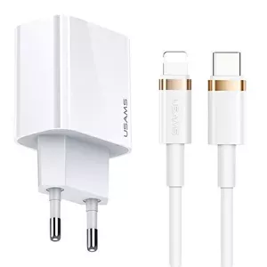 Сетевое зарядное устройство usams T34 20W PD3.0 (5V⎓3A) с кабелем U63 USB-C—Lightning