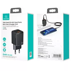 Сетевое зарядное устройство usams T43 33W PD3.0 QC3.0 — USB-адаптер с поддержкой PD и QC