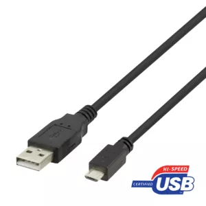 DELTACO USB 2.0 Micro B cable 2 m, 2.4 A, black