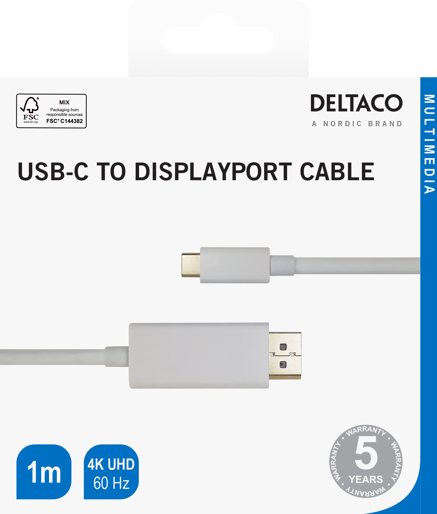 DELTACO USB-C uz DisplayPort kabelis USBC-DP101-K Photo 3