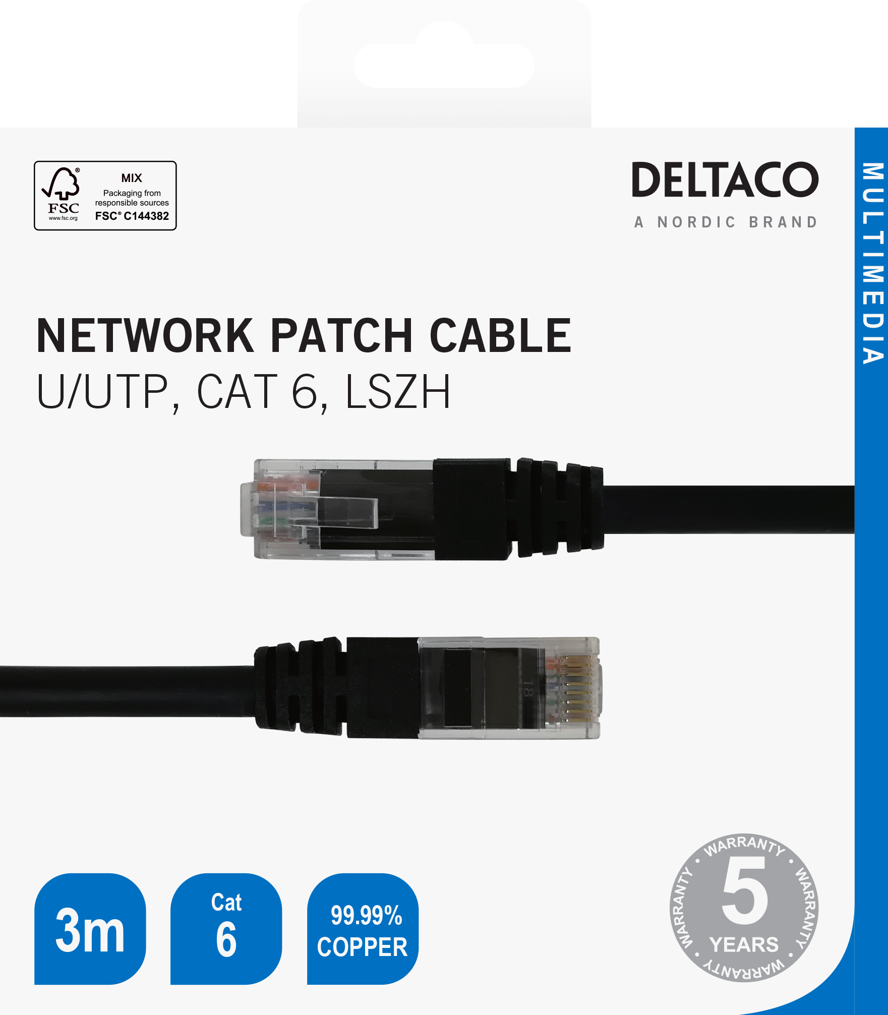 Network cable DELTACO U/UTP Cat6 Photo 3
