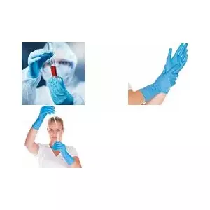 Chemical protection gloves HYGOSTAR SUPER HIGH RISK L Blue Powder-Free 300 mm