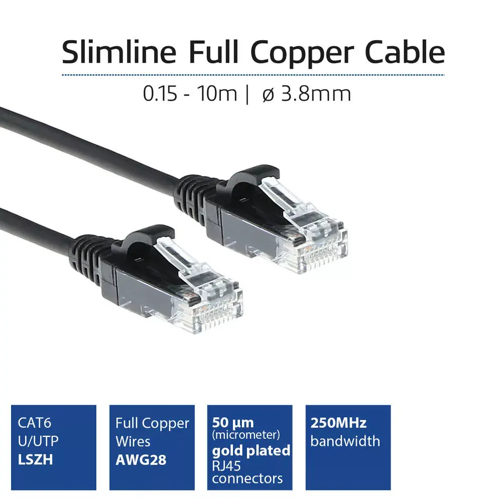 ACT Black 10m LSZH U/UTP CAT6 Patch Cable Photo 3