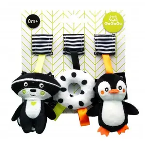 Мягкие подвесные игрушки TMTOYS: Енот, Пингвин, Пончик — плюш для коляски или кроватки
