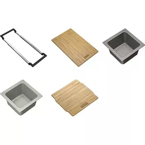 Sink organizer Franke 112.0655.482 — bamboo and grey bamboo/PP set, 5-piece