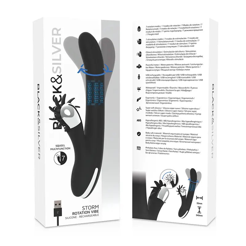 Vibrators black&silver Bunny Storm Rotation Vibe Photo 8