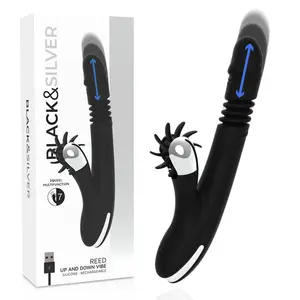 Vibrators black&silver BUNNY REED UP & DOWN VIBE — personīgais masieris, uzlādējams