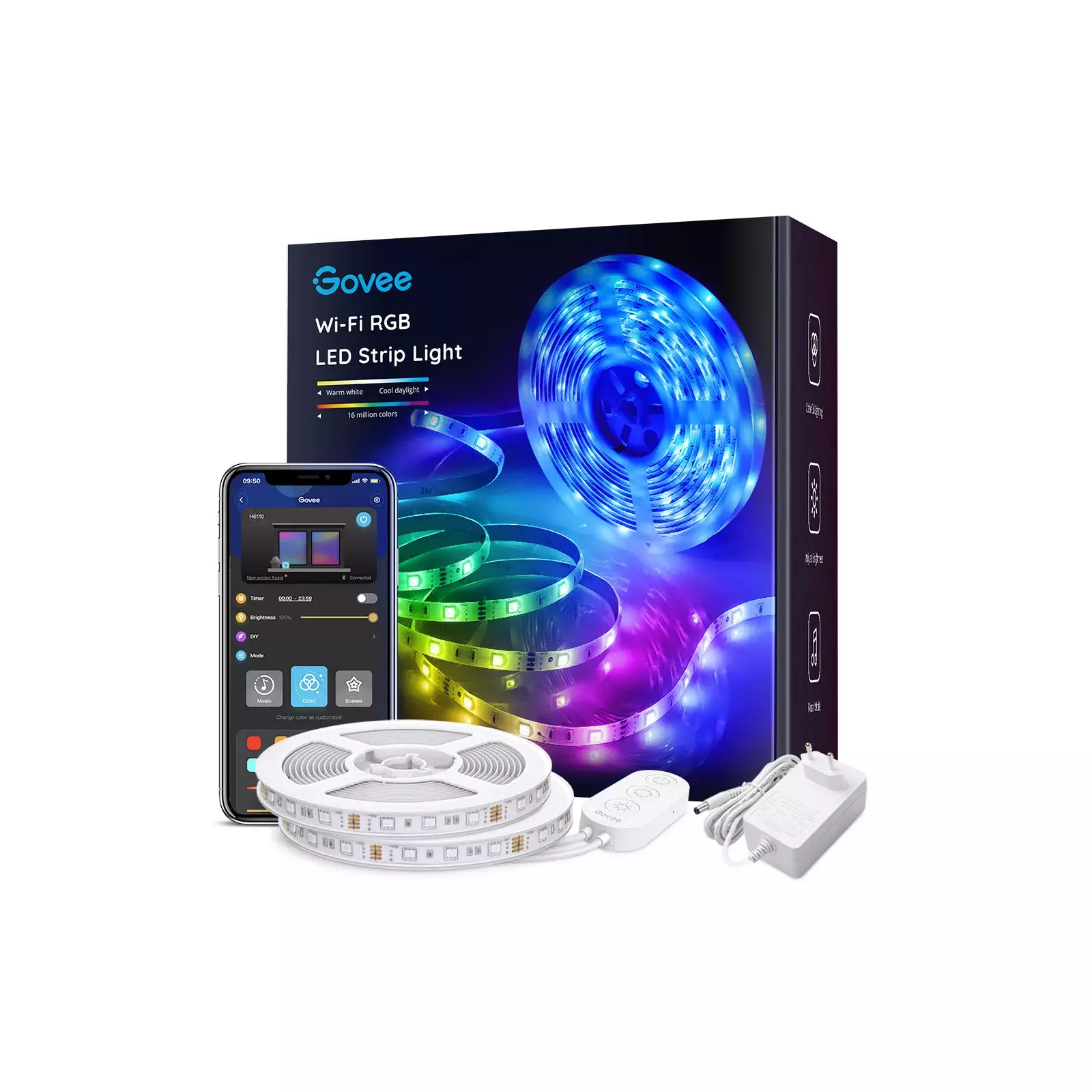 Govee RGB Smart Wi-Fi + Bluetooth LED Strip Lights(10m) – EU-GOVEE