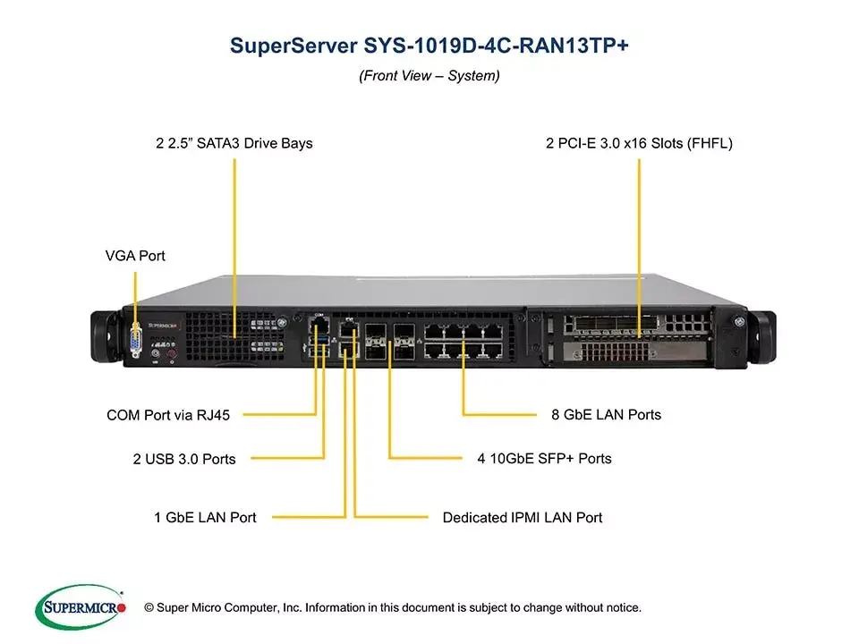Supermicro SYS-1019D-4C-RAN13TP+ server SYS-1019D-4C-RAN13TP+ Photo 4