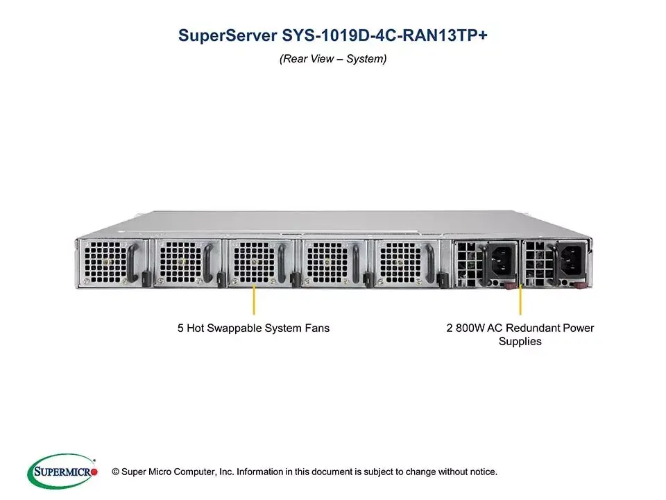 Supermicro SYS-1019D-4C-RAN13TP+ server SYS-1019D-4C-RAN13TP+ Photo 5