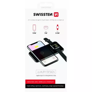 Bezvadu lādētājs SWISSTEN 22055520 10W 2in1 statīvs priekš Qi ierīcēm, vertikāla uzlāde