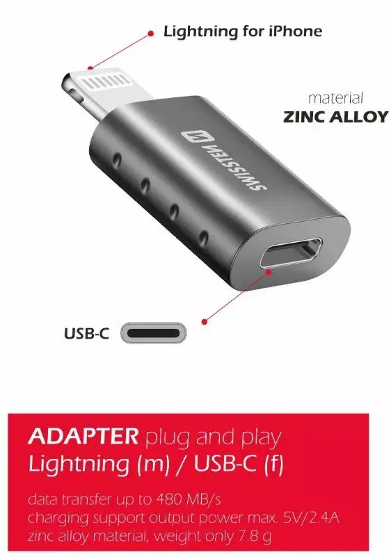 Adapteris Lightning uz USB‑C SWISSTEN 55500400 Photo 2