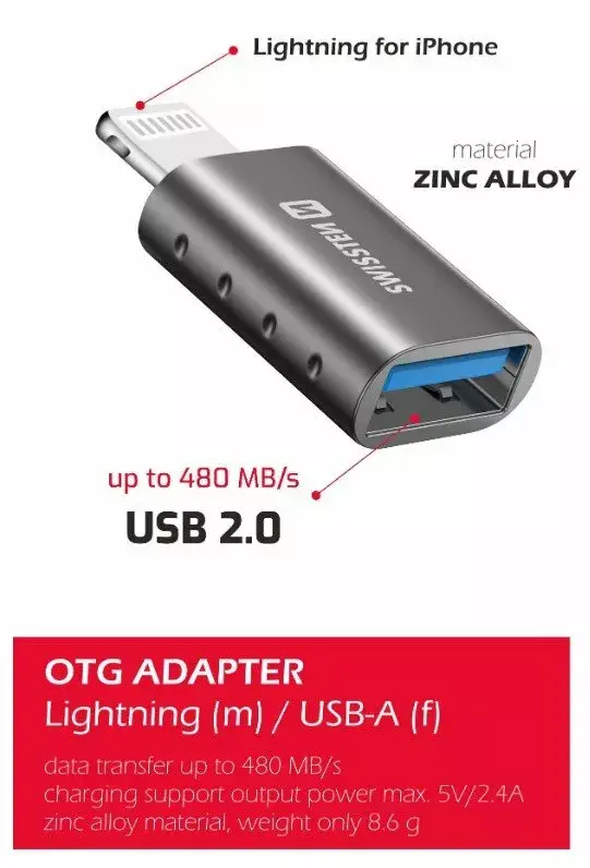 OTG adapter SWISSTEN 55500300 Lightning to USB Photo 2