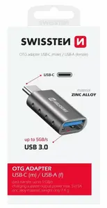 USB-C to USB 3.0 adapter SWISSTEN 55500100 — USB-C male to USB-A female, USB 3.0 data transfer