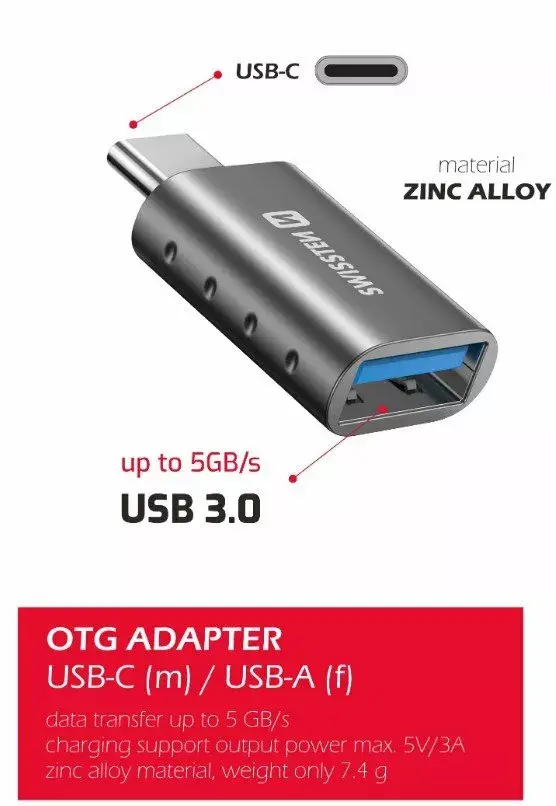 USB-C uz USB 3.0 adapters SWISSTEN 55500100 Photo 2