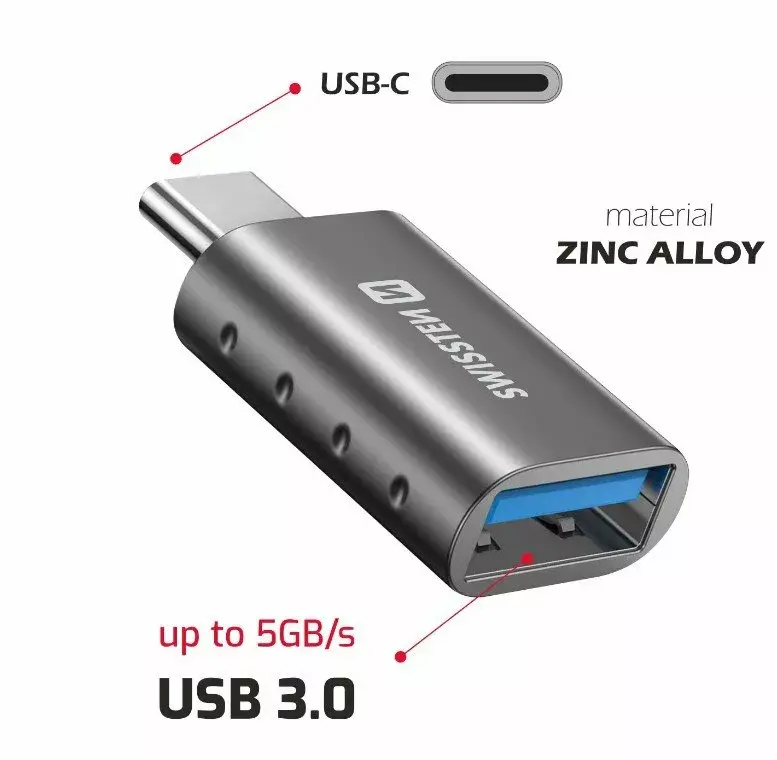 USB-C uz USB 3.0 adapters SWISSTEN 55500100 Photo 3
