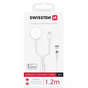 Wireless Charger 2in1 SWISSTEN for Apple iWatch and Apple iPhone — Lightning/USB‑C compatible