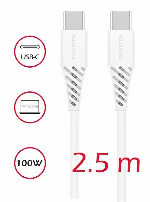 USB-C to USB-C Cable SWISSTEN 71506530 5A 2.5m Photo 3