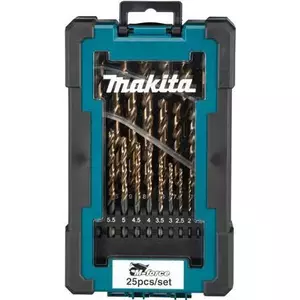 Urbu komplekts Makita M-Force D-67599 — 25 gab., izmēri 1–13 mm kokam, metālam, mūrējumam