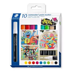 Staedtler 349 C10 krāsu marķieris 10 krāsas Bēšs Melns Zils Zaļš Oranžs Rozā Sarkans Tirkīza Balts Dzeltena