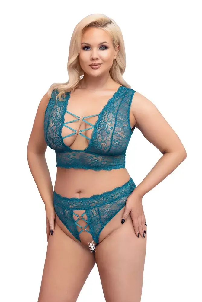 Apakšveļas komplekts Cottelli Collection 3XL — bralets un atvērtas biksītes Photo 2