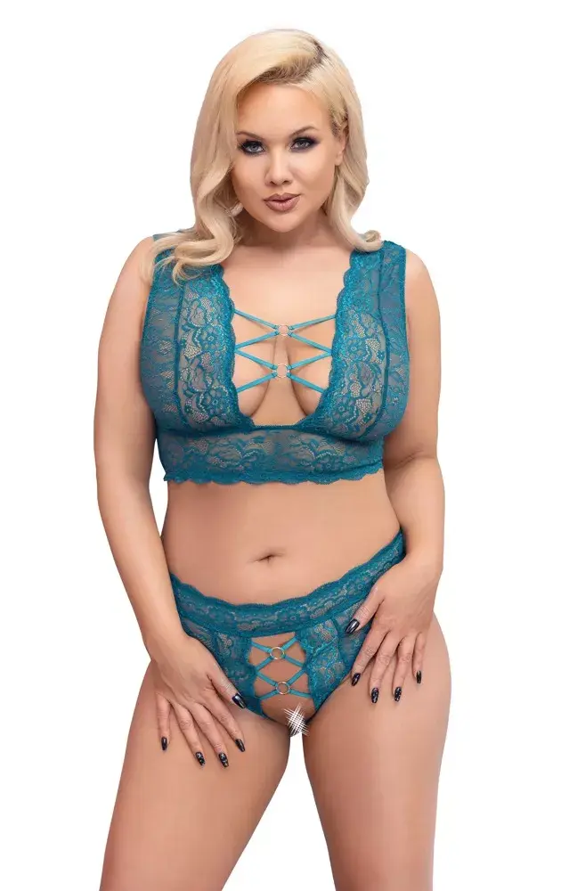 Apakšveļas komplekts Cottelli Collection 3XL — bralets un atvērtas biksītes Photo 3
