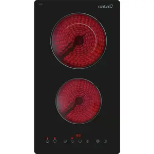 Built-in ceramic hob CATA TD 3002 BK, 29 cm width, 2 zones, touch control, black glass