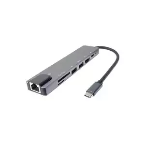 PremiumCord USB-C uz HDMI + USB3.0 + USB2.0 + PD + SD/TF + RJ45 adapteris