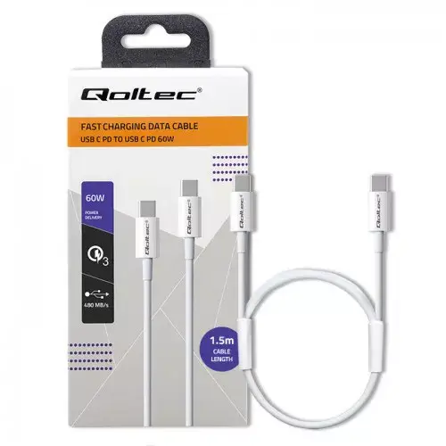 USB-C uz USB-C kabelis QOLTEC 52360 Photo 8
