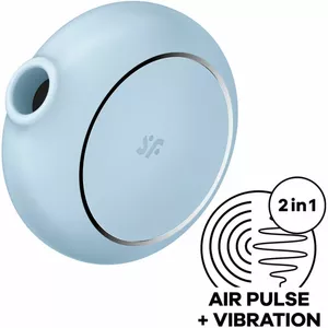 Satisfyer Air Pulse Stimulator and Vibrator Pro To Go 3 Double Blue — rechargeable, compact travel model