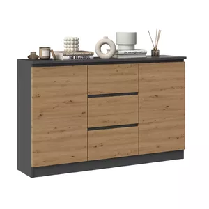 Комод top e shop Topeshop 2D3S ANT/ART KPL — антрацит/дуб, 3 ящика, 1200×400×970 мм
