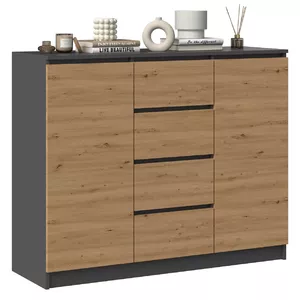 Комод top e shop 2D4S ANT/ART KPL — антрацит и дуб, 4 ящика, 1200×400×970 мм, ДСП