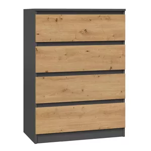 Комод Top e Shop M4 ANTRACYT/ARTISAN — 4 ящика, антрацит с отделкой под дуб, 700×400×970 мм, ДСП